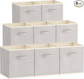 Lifewit 11 Inch Cube Storage Bins, 8 Packs Storage Cubes Foldable Decorative Fabric Storage Baskets for Organizing Home Organizers with Handles for Shelves, Closet, Light Gray