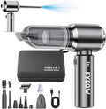 Car Vacuum Portable Cordless 21000PA High Power Mini Vacuum Cleaner 4-in-1 Compressed Air Duster & Air Blower & Pump Hand Held Vacuum with Brushless Motor for Car, Home, Office,Camping (silver gray)