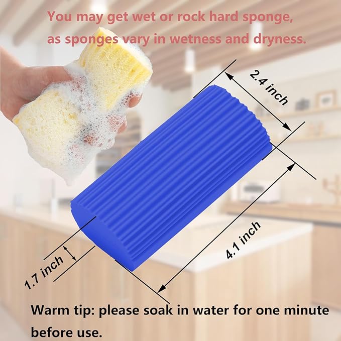 6-Pack Damp Clean Duster Sponge,Magic Sponge Eraser for Housekeeping,Reusable Cleaning Sponge for Blinds,Vents,Mirrors,Glass, Baseboards,Window Track Grooves and Railings(Blue)