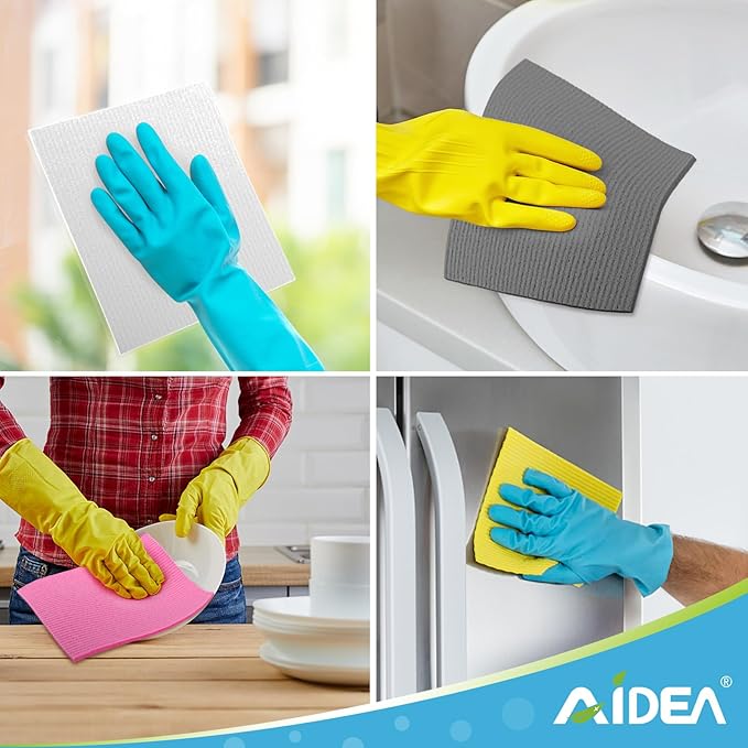AIDEA Swedish Dishcloths for Kitchen-10PK, Absorbent Sponge Dish Cloth, Dishcloths for Washing Dishes, Reusable Paper Towels Dish Cloths, Swedish Towels for Home, Kitchen, Glass, 7" x 6"