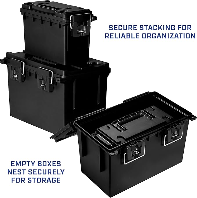 Sheffield 12706 Storage Bins With Lids, 2-Pack Stackable Storage Bins, Made in USA, Lockable and Water-Resistant Containers with Lids, Plastic Containers for Home, Classroom, and Dorm