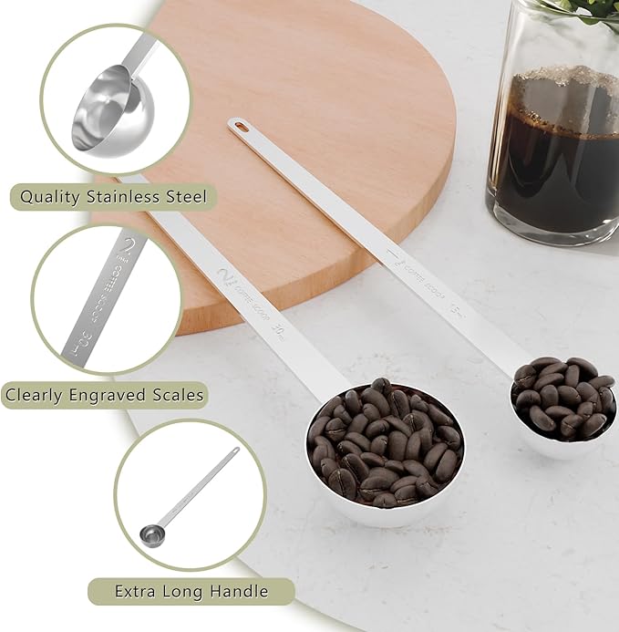 1PCS 1 Tablespoon Coffee Scoop, 9" Long Handle Measuring Spoon, One tbsp (15 ml) Stainless Steel Scooper