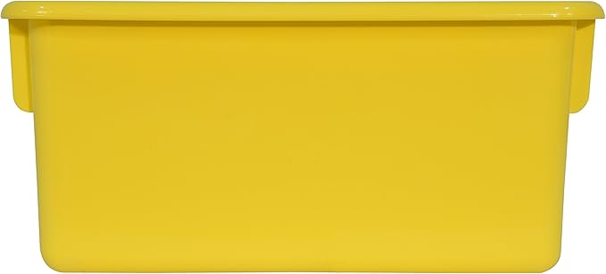 Wood Designs Cubby Storage Bin, Heavy Duty Plastic Containers for Kids Yellow Cubby Tray Set of 25