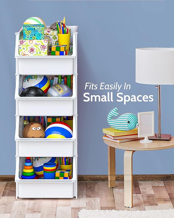 Skywin TidyFriend Plastic Stackable Storage Bins for Pantry, 8 Pack White Stackable Bins For Organizing Food, Kitchen, and Bathroom Essentials (Random)
