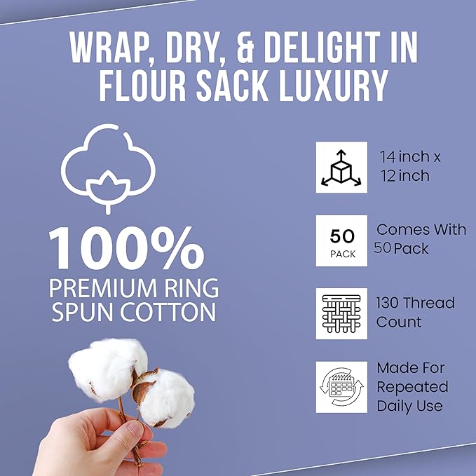 Shop Towels| Multipurpose Commercial and Residential Shop Cleaning| Car Wash, Polish, Housewares, Coffee Machine, Restaurant, Bathrooms, Electronics, Auto Garage | 50 Pack 14"x12" White