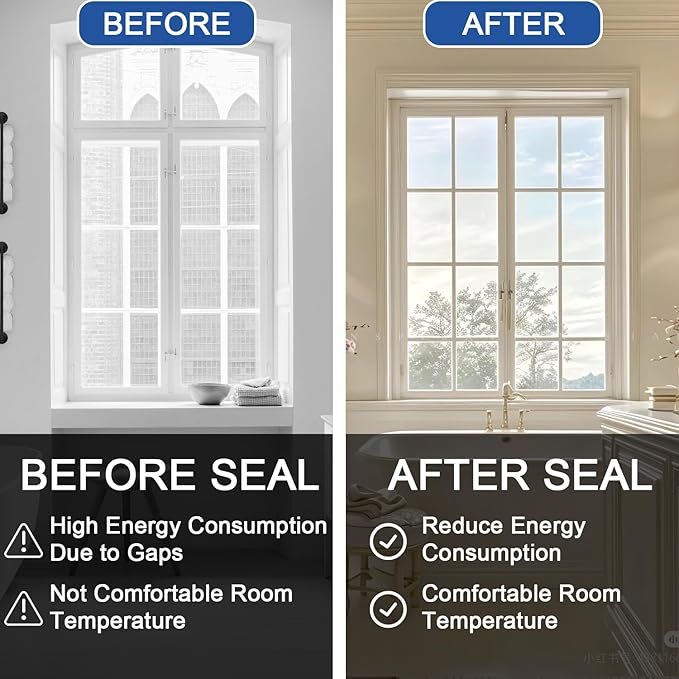 Transparent Weather Sealing Tape 3" x35 Yard, Window Insulation Tape Weather Stripping for Windows Doors Shower Glass – Indoor/Outdoor Insulation, No-Residue, Clear, Energy-Saving