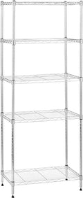 Amazon Basics 5-Shelf Adjustable, Storage Shelving Unit, (200 Pound Loading Capacity per Shelf), Steel Organizer Wire Rack, 23.2 x 13.4 x 60 inches (LxWxH), Chrome
