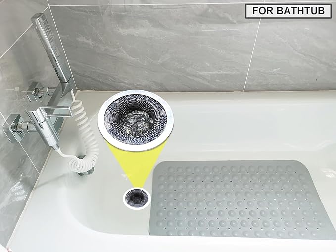 2PCS Tub Drain Hair Catcher - 2.75 inch Shower Drain Mesh Strainer, Stainless Steel Shower Bathtub Drain Cover, Bathroom Sink Strainer Filter Basket for Bathroom Sink, Wash Basin Floor Drain