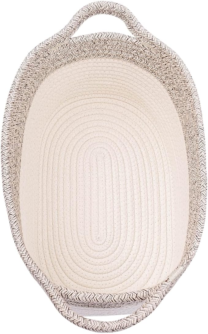 Medium and Large Woven Basket//With Handle, Used for Toys and Fabric Storage Basket used for Storing xl Storage Box, Decorative Storage Box Room 2pack (Light Brown, L13×W9×H7)