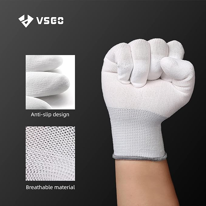 VSGO Professional Camera Cleaning Gloves Anti-Static for Camera and Sensor Cleaning, Compatible with Precision Instruments, White (DDG-1)