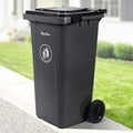 32 Gallon Trash Can with Wheels Outdoor Trash Can with Lid and Wheels Lockable Garbage Can Commercial Heavy-Duty Trash Bin Rolling, Plastic Gray