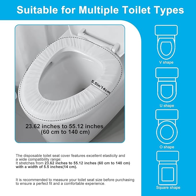 100 Pack Disposable Toilet Seat Cover Waterproof Non-Woven Fabric, Disposable Toilet Seat Covers for Travel, Disposable Seat Covers for Outing Hotel Hospital Public Toilet (Individual Package