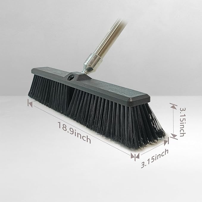 Push Broom Head Outdoor Large Stiff Bristle - Excellent Cleaning Performance- Easy Installation (18 inches)