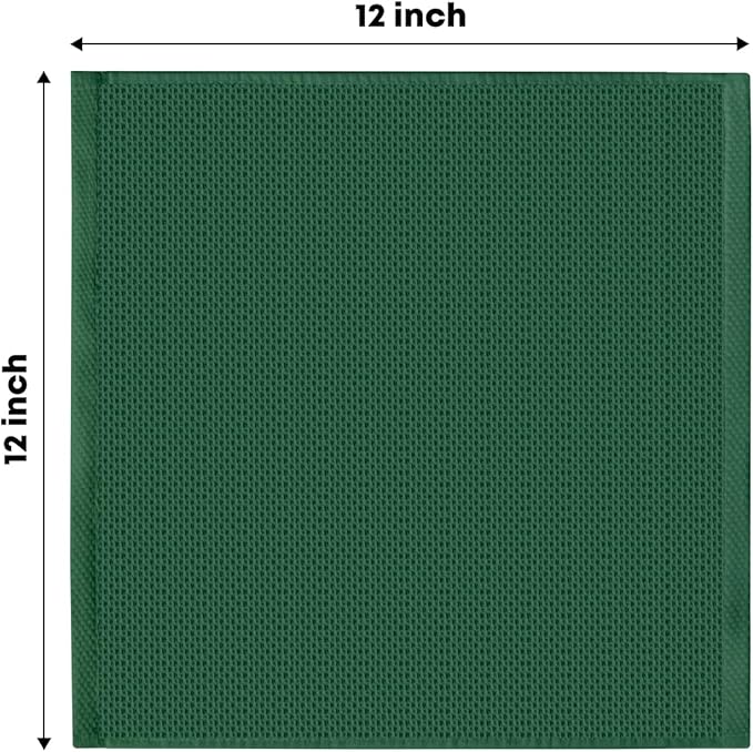 Artoid Mode 100% Cotton Dark Green Waffle Weave Kitchen Dish Cloths, 12x12 Inch Ultra Soft Absorbent Quick Drying Kitchen Dish Towels Set of 6