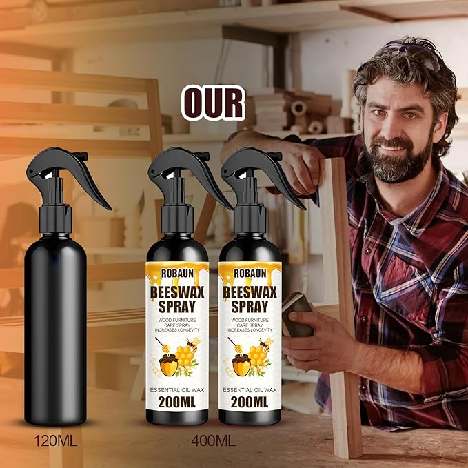 Beeswax Spray Furniture Polish, Wood Cleaner, Wood Floor Polish - For Living Room, Kitchen and Wooden Furniture Floors (Pack of 2) 200 ml