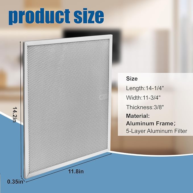 Allure Range Hood Filter Replacement 14.2" x 11.8" BPS1FA30 With 5-Layer Aluminum Mesh Fit for Broan. Nutone vent filter for Kitchen Overhead Exhaust Fan Blocks Grease & Filters Oven Air (2PIC)ENKTIK