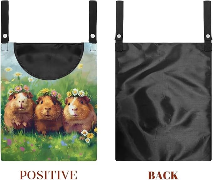 Guinea Pig Clothespin Bag Space-Saving Laundry Hanging Storage Organizer Clothes Pin Hanging Bag with Rope Holds 100 Clothes Pins for Clothesline Outdoor Portable Clothespin Storage