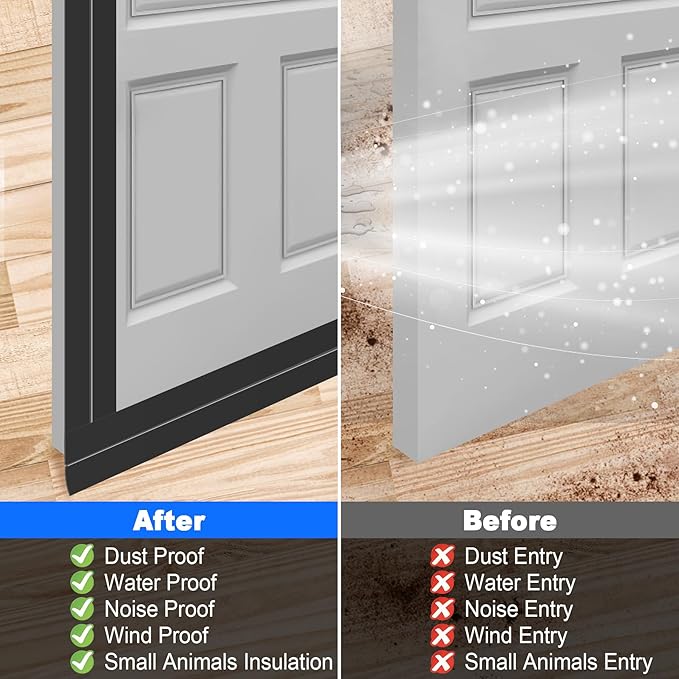 ToLanbbt Weather Stripping Silicone Door Seal Strip 1 in x 20 ft Door Draft Stopper Self Adhesive Door Draft Tape, Side & Bottom Gaps Insulation Strip for Glass Shower Door Sliding Door Window, Black