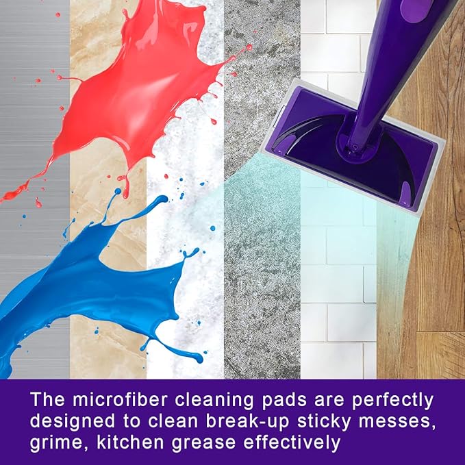 KEEPOW Reusable Mop Pads Compatible with Swiffer Wet Jet Mop Starter, Replacement Microfiber Refills for Wet and Dry Sweeping, 4 Pack