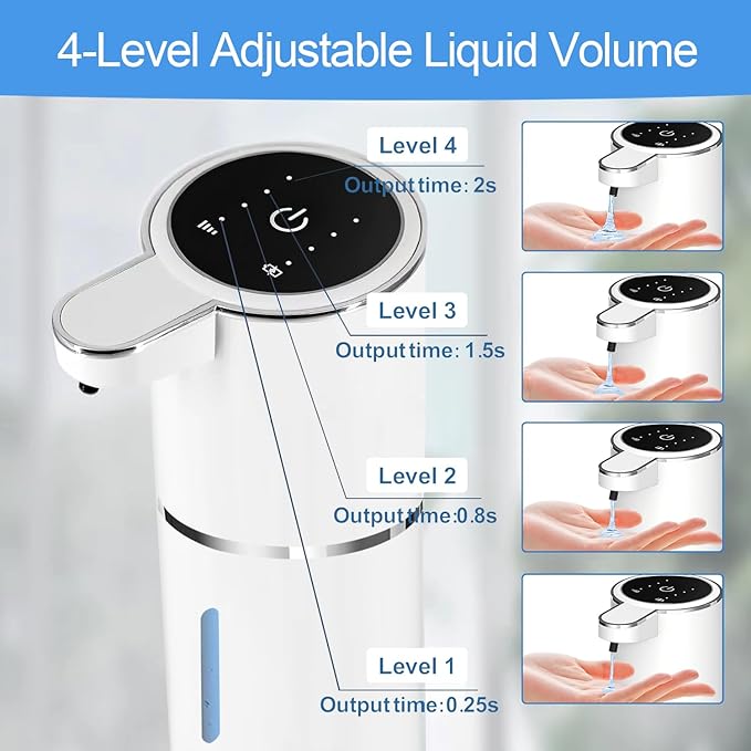 Automatic Liquid Soap Dispenser Bathroom Kitchen Dish Liquid Body Shampoo Shower Gel Hand Free Liquid, USB Rechargeable Dispenser Touchless Soap Dispenser 380ml Auto Liquid Dispenser Sylfu