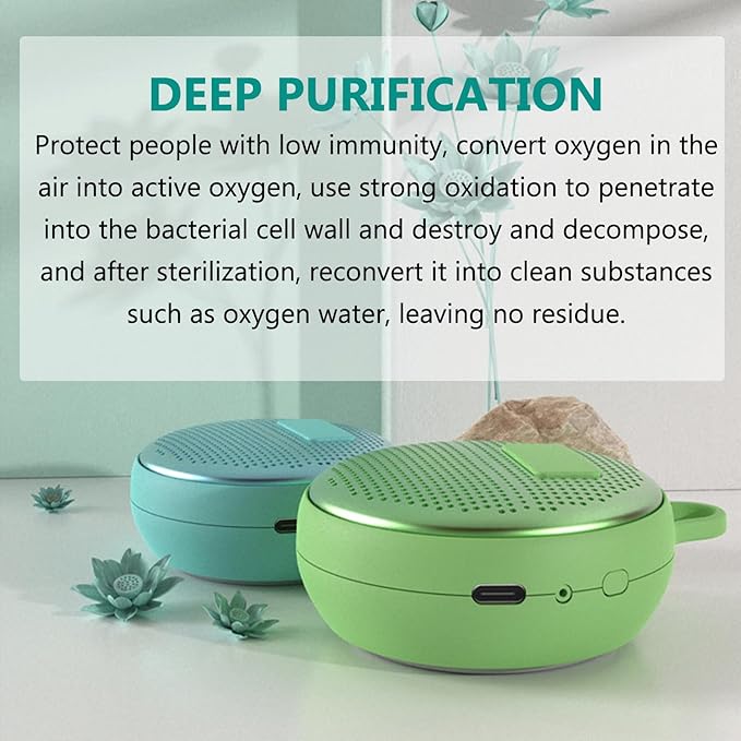 Refrigerator Deodorizer, Fridge Odor Absorber, Mini USB Rechargeable Ozone Odor Eliminator, Reusable for Fridge, Car, Closet, Wardrobe (Green)
