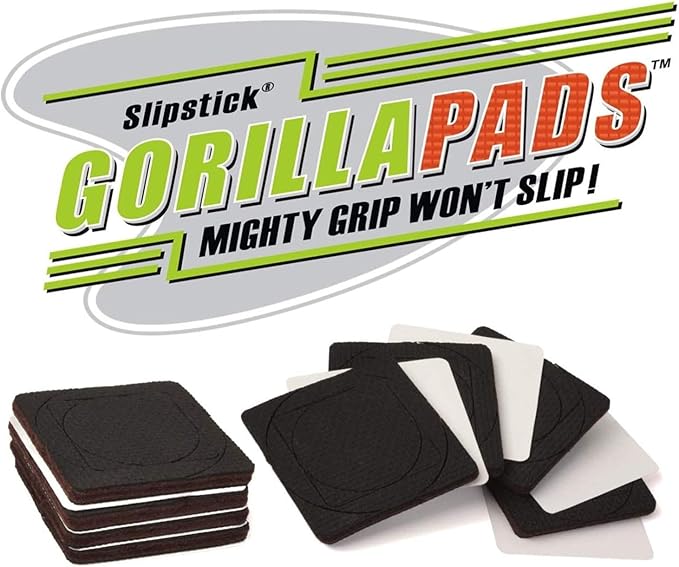 GorillaPads Non-Slip Furniture Pads/Grippers, Rubber Floor Protectors for Under Furniture, Black (2.5" Pre-Scored)