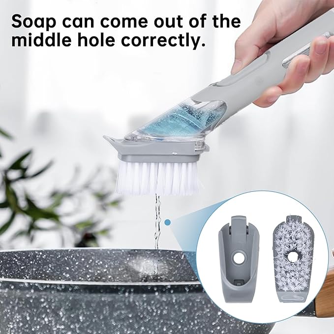 4 Pack Dish Brush Refills Compatible with Scrub Daddy Dish Wand, Replacement Heads for Soap Dispensing Brushes, Heavy Duty Brush Cleaning Head Fits Soap Dispensing Handle for Kitchen Cleaning