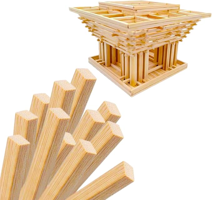 1/2 x 12 Inch 50 PCS Square Dowel Rods Wood Sticks Wooden Dowel Rods Unfinished Bamboo Sticks - for Crafts,Home Decor, Model Making and DIYers