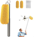Long Handle Duster with 2 Replacement Heads, Washable Cleaning Duster Kit with Laundry Mesh Bag, Cobweb Duster, Extendable Dusting Tool for Home and Office