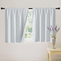RYB HOME 100% Blackout White Short Curtains, Thermal Insulated Total Room Darkening Noise Reducing Curtains Tier for Cafe Kicthen Basement, 42 inches Wide by 36 inches Long