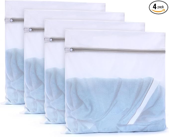 Muchfun 4Pcs Durable Fine Mesh Laundry Bags for Delicates 24 x 24 Inches (4, XX-Large)