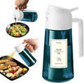 TrendPlain 16oz/470ml Blue Glass Olive Oil Sprayer for Cooking - 2 in 1 Olive Oil Dispenser for Kitchen Gadgets, Air Fryer, Salad, and BBQ - White