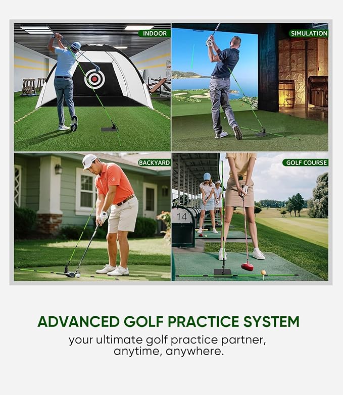 BKF Golf Alignment Sticks and Angle Holder Set with Portable Bag, Golf Swing Trainer, Golf Training Practice Teaching Aid and Equipment, Golf Accessories Gifts for Man