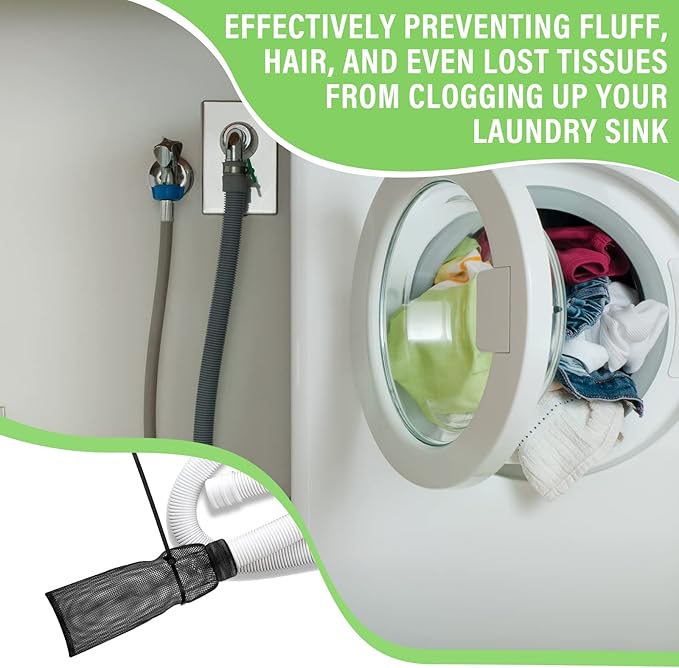 Shappy 24 Pieces Washing Machine Lint Traps and Cable Ties Set 6 Nylon Mesh Lint Trap for Discharge Hoses and 18 Cable Ties Fits Most Washing Machines(Black)