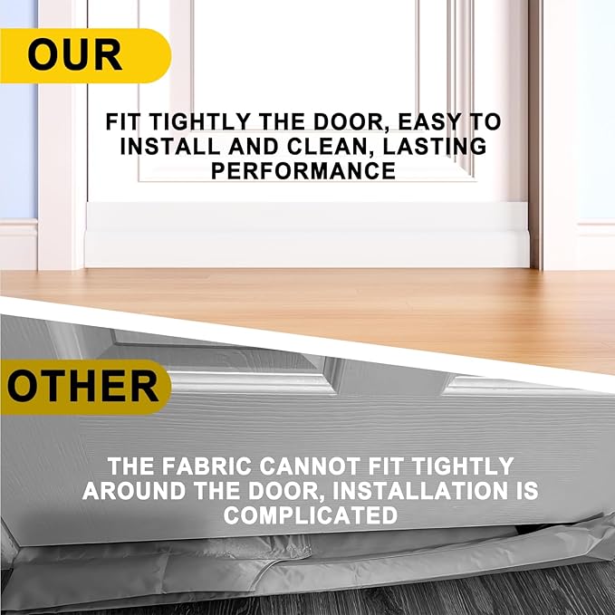 Door Draft Stopper,Door Sweep for Bottom of Door,Weather Stripping Door Seal Draft Guard Blocker Noise Cold Air Insulation Soundproofing for Exterior Interior Home Improvement(White, 78")