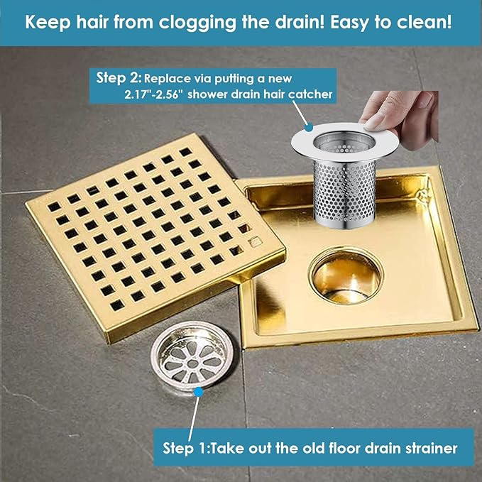 Hair Catcher Shower Drain, Bathtub Drain Cover, Deep Stainless Steel Sink Strainer for Bathroom Sink Bathtub Shower Floor Drain, Fit Hole Size from 1.25in to 2.17in(3-Pack)