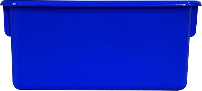 Wood Designs Cubby Storage Bin, Heavy Duty Plastic Containers for Kids Blue Cubby Tray Set of 12