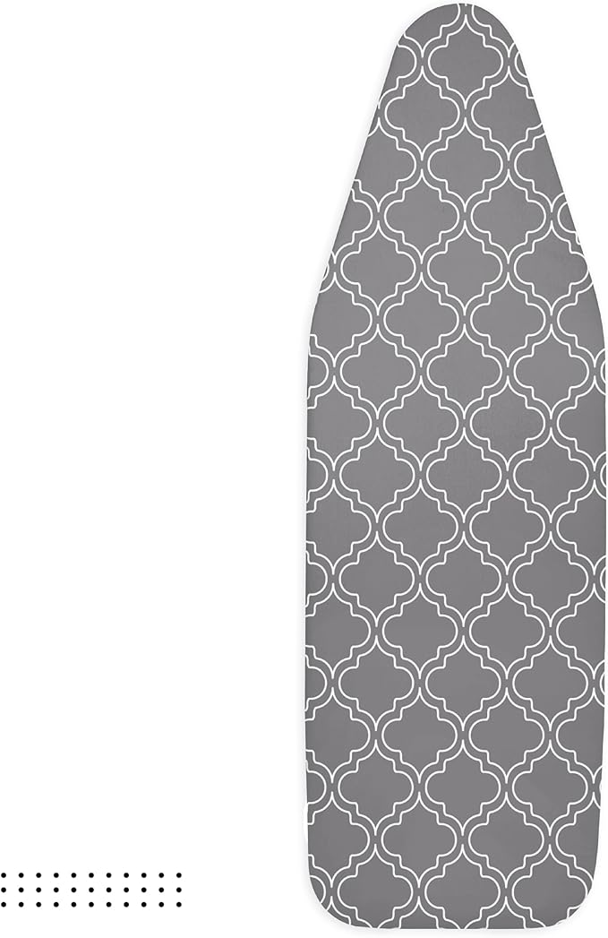 Encasa Ironing Board Covers (44 x 13.5 inch) Drawstring Tightening with Thick 3 mm Felt Padding, Easy Fit, Scorch Resistant, Printed - Grey Tiles as Unit in hand is for 44*13.5