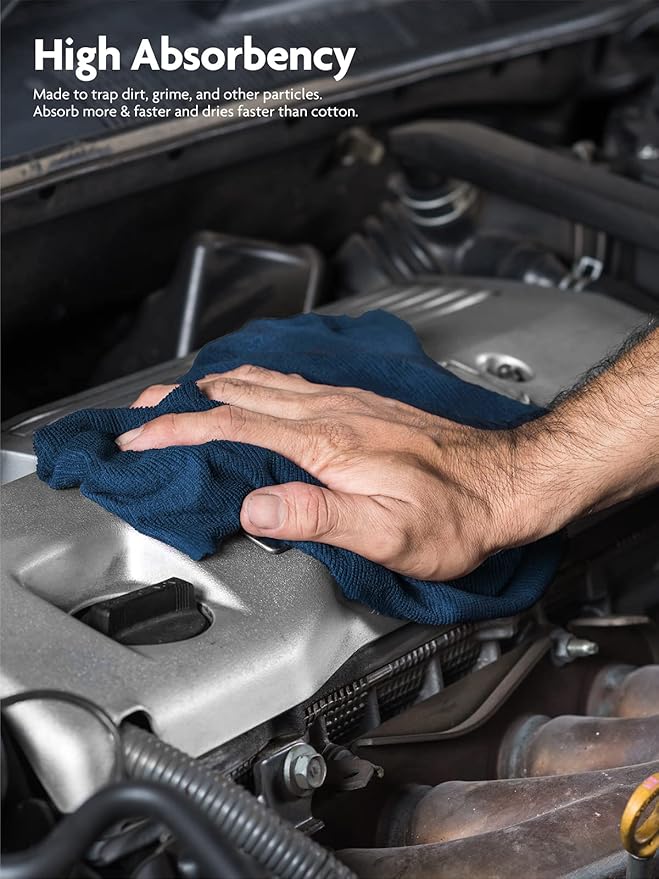 Fantasticlean Microfiber Cleaning Cloth Roll -75 Pack, Tear Away Microfiber Towels, 12" x 12", Reusable, Washable, Scratch Free, Ultra Absorbent Dish Rags for Car, Home, Garage or Shop (Navy Blue)