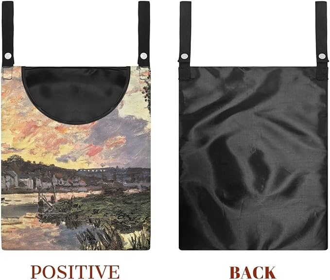 All-Weather Clothespin Holder Bag - Bennecourt, Soleil Couchant Durable Outdoor Storage Solution for Clothes Pins - Features Windproof Design & Secure Snap Closure - 14.5"x12" Size