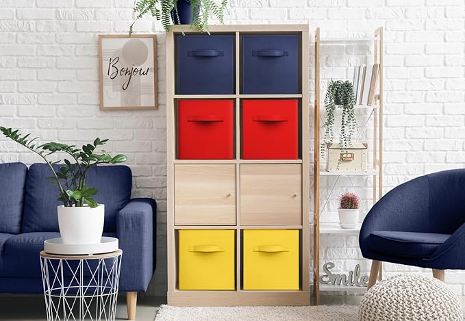Sorbus Fabric Storage Cubes - 6 Foldable Storage Bins for Organizing Pantry, Cubbies, Toy Box - Clothes Storage & Closet Organizer - 13 Inch Collapsible Cube Baskets for Shelves with Handle