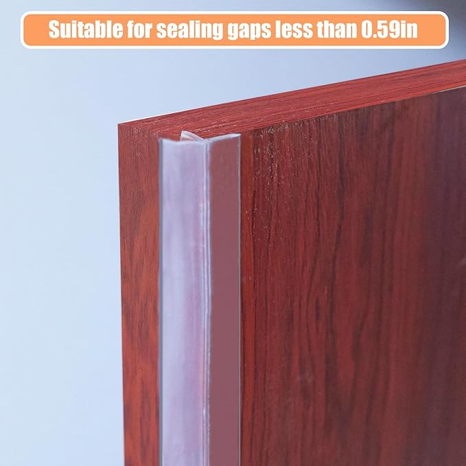 Orghtin T-Shaped Silicone Seal Strip, Clear Door Sealer Weather Stripping, 10Ft Door Draft Stopper