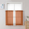 Chyhomenyc Orange Sheer Curtains 30 inch Length 2 Panels, Light Filtering Voile Rod Pocket Short Window Curtians for Bathroom Living Room Farmhouse Small Windows, 42Wx30L inches