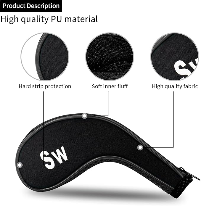 Golf 12pcs Thick Synthetic Golf Iron Head Covers Set Headcover Fit All Brands Callaway Ping Taylormade Cobra Etc. Also Custom Name