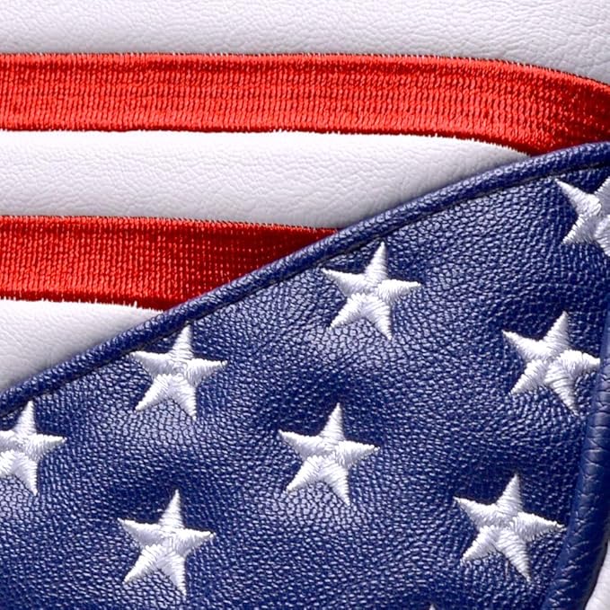 PLUSKER USA Square Heel Shaft Mallet Putter Cover - Magnetic Closure Patriotic Stars and Stripes American Flag Synthetic Leather Headcover
