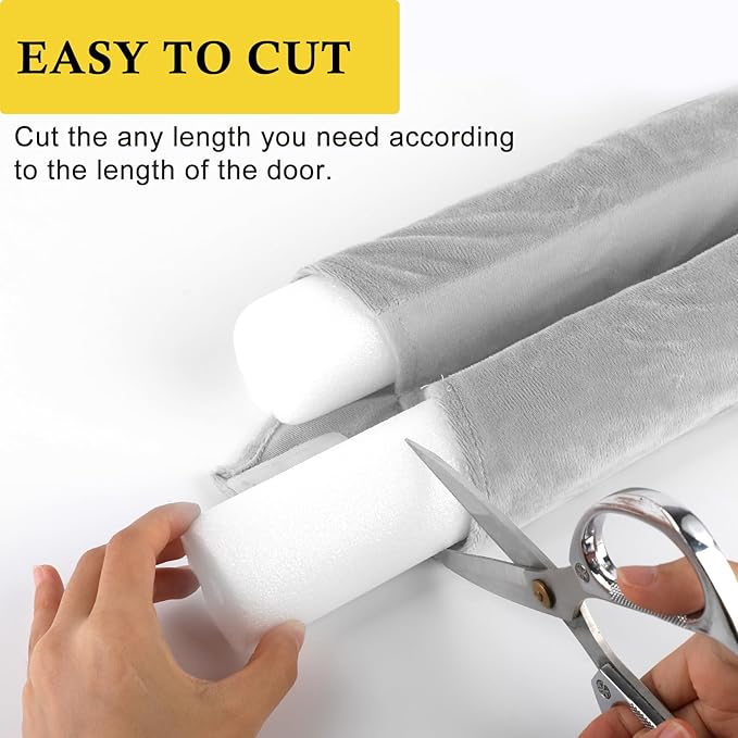 fowong Door Draft Stopper Double Side Adjustable Seal Bottom of Doors 30" to 36" Noise Blocker Cover Gap up to 1.5" Soundproof Interior Front Draft Guard Grey