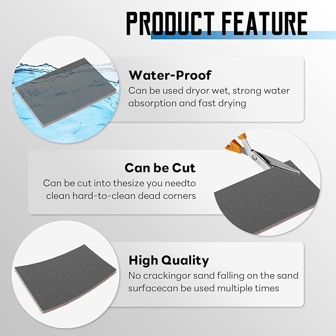 20 Pack 400 Grit Sanding Sponge, 3 x 4 Inch Soft Foam Sanding Block Wet Dry Sanding Pads, Washable Sandpaper Sponge Drywall Sand Block for Wood, Metal, Furniture Polishing (400 Grit)