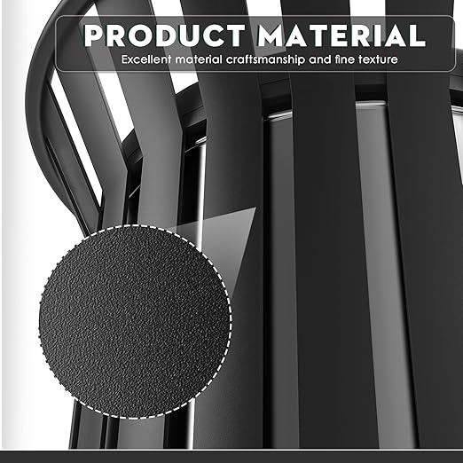 8Gallon/30L Commercial Outdoor & Indoor Metal Trash Can, Outdoor Slatted Trash Receptacle with Metal Linner, All Weather Resistant Large Outside Zone Round Garbage Bin for Street, Park, School - Black