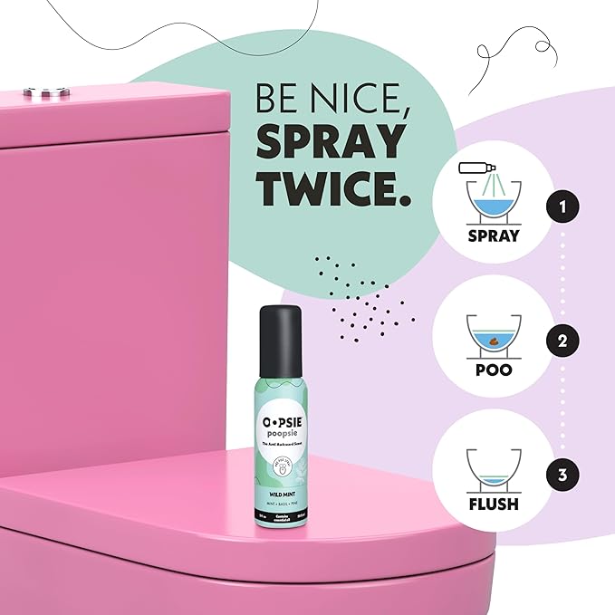 Oopsie Poopsie 2 Pack - Flower Citrus and Wild Mint - Before & After You Go Toilet Spray 2oz Each - Gift Set - Portable Odor Eliminator