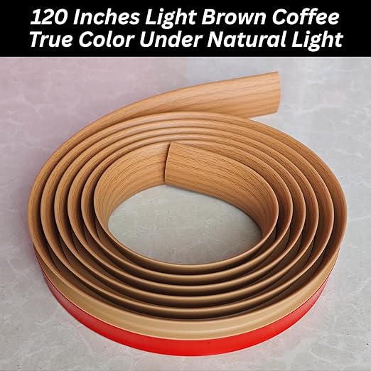 1/5 inch Height Floor Transition Strip, Self Adhesive Carpet Wood Tile Vinyl Flooring Laminate Transition Cover Edge Trim Gap Doorway Threshold for Uneven Floors (120 inches, Light Brown Coffee)